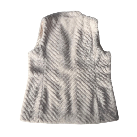 Chico's Pearl Embellished Faux Fur Vest Color Ivory - Picture 2 of 9